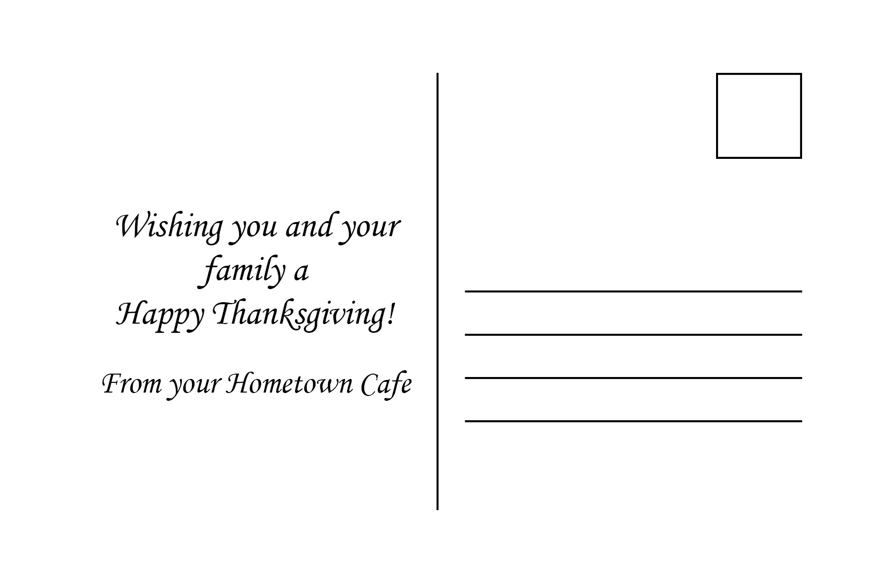Thanksgiving Postcard Side 2